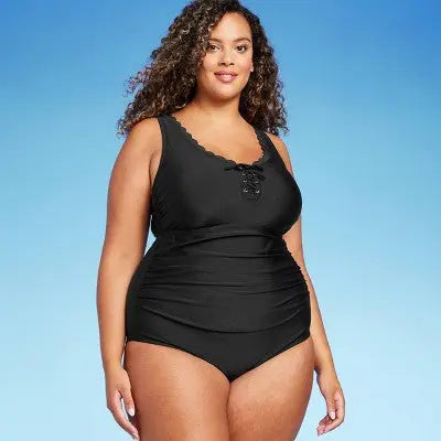 Kona Sol Women's Scallop Edge One Piece Swimsuit Full Coverage Swimwear Kona SolBullseye Deals