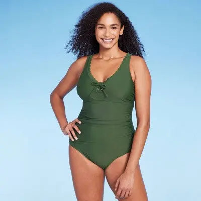 Kona Sol Women's Scallop Edge One Piece Swimsuit Full Coverage Swimwear Kona SolBullseye Deals