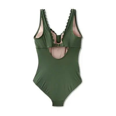 Kona Sol Women's Scallop Edge One Piece Swimsuit Full Coverage Swimwear Kona SolBullseye Deals