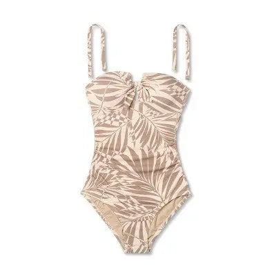 Kona Sol Women's Tropical Pique Bandeau One-Piece Swimsuit with Molded Cups - Secondipity