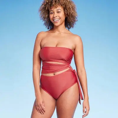 Kona Sol Women's Tropical Print Bandeau One Piece Swimsuit Shade & ShoreBullseye Deals