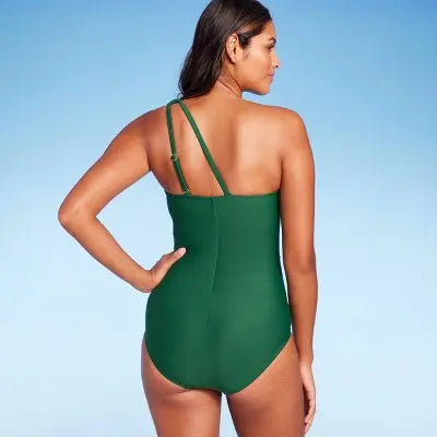 Kona Sol Women's Tummy Control One-Shoulder Ruched One-Piece Swimsuit - Secondipity