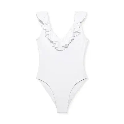 LIBERTY & JUSTICE Women's Ruffle Neckline Cheeky One Piece Swimsuit High Leg LIBERTY & JUSTICEBullseye Deals