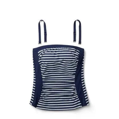 Lands' End Women's Striped Bandeau Tankini Tank Top Swimsuit Removable Straps Lands' EndBullseye Deals