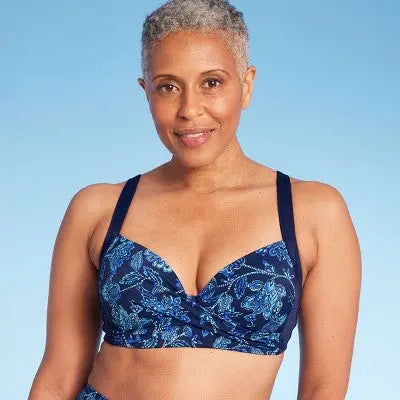 Lands' End Women's UPF 50 Floral Print Underwire Twist-Front Bikini Top Lands' EndBullseye Deals