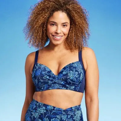 Lands' End Women's UPF 50 Floral Print Underwire Twist-Front Bikini Top Lands' EndBullseye Deals