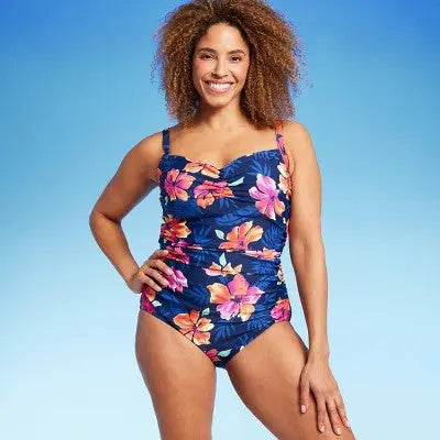 Lands' End Women's UPF 50 Full Coverage Tummy Control Floral Print One Piece Swimsuit Lands' EndBullseye Deals