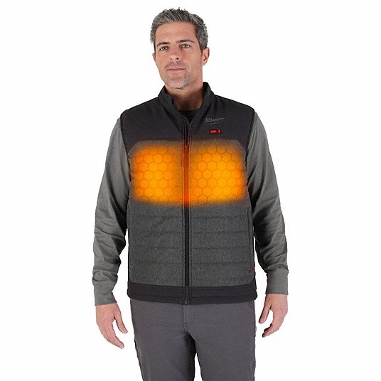 Open Box -  Men's Large M12 12-Volt Lithium-Ion Cordless Axis Gray Heated Quilted Vest Kit with (1) 2.0 Ah Battery and Charger