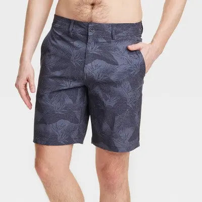 Men's 9" Leaf Printed Hybrid Swim Shorts - Goodfellow & Co Dark Goodfellow & CoBullseye Deals
