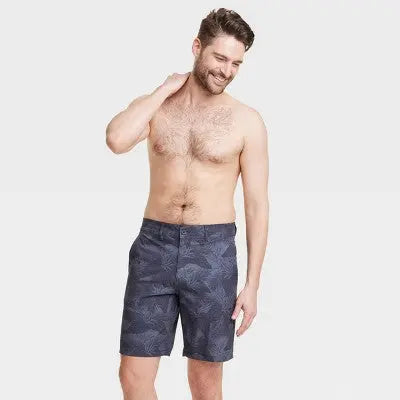 Men's 9" Leaf Printed Hybrid Swim Shorts - Goodfellow & Co Dark Goodfellow & CoBullseye Deals
