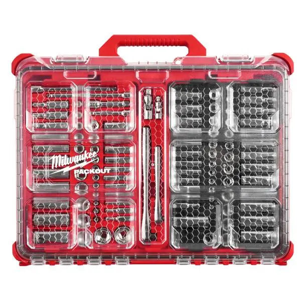 Open Box - Milwaukee 3/8 in. and 1/4 in. Drive SAE/Metric Ratchet and Socket Mechanics Tool Set with PACKOUT Case (106-Piece) Milwaukee