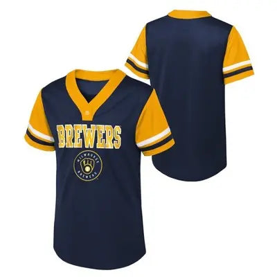 Milwaukee Brewers Girls' Henley Team Jersey - MLB Apparel Milwaukee BrewersBullseye Deals