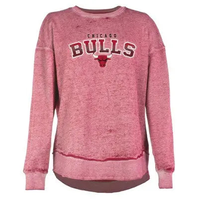 NBA Chicago Bulls Women's Ombre Arch Print Burnout Crew Neck Fleece Sweatshirt Chicago BullsBullseye Deals