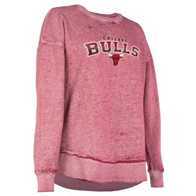 NBA Chicago Bulls Women's Ombre Arch Print Burnout Crew Neck Fleece Sweatshirt Chicago BullsBullseye Deals