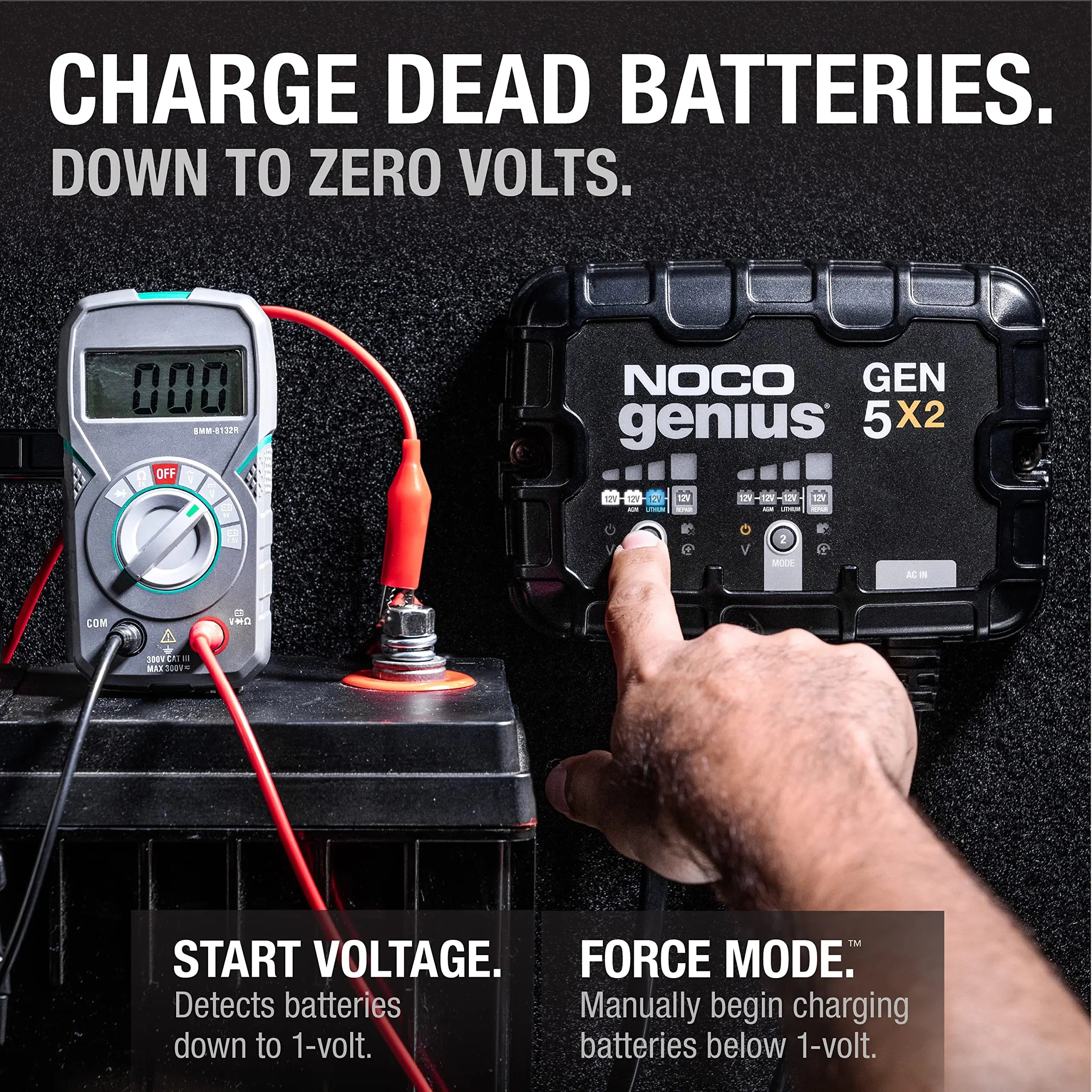 NOCO Genius GEN5X2 2-Bank 10A (5A/Bank) 12V Onboard Battery Charger and Maintainer NOCOBullseye Deals