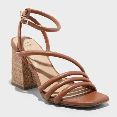 New - A New Day Women's Chunky Block High Heel Buckle Sandals Asymmetric Ankle Strap A New DayBullseye Deals