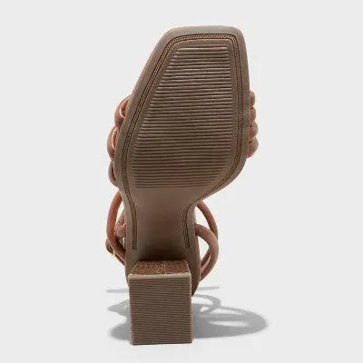 New - A New Day Women's Chunky Block High Heel Buckle Sandals Asymmetric Ankle Strap A New DayBullseye Deals