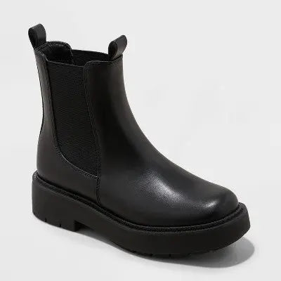 New - A New Day Women's Faux Leather Ankle Chelsea Boots Block Heel Memory Foam A New DayBullseye Deals