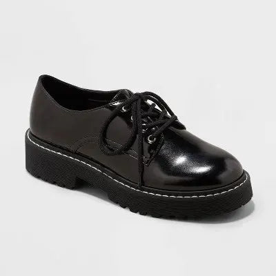 New - A New Day Women's Faux Leather Lace-Up Casual Flats Round Toe A New DayBullseye Deals