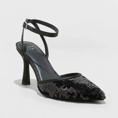 New - A New Day Women's Stiletto High Heel Pumps Ankle Strap Memory Foam Sequined A New DayBullseye Deals