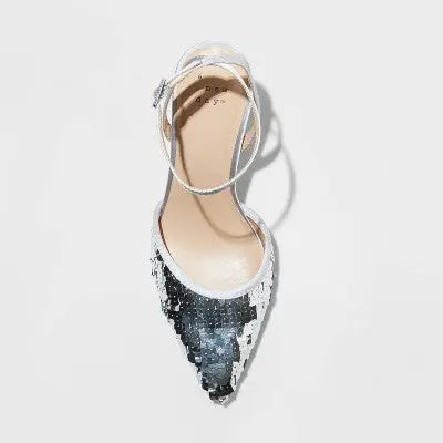 New - A New Day Women's Stiletto High Heel Pumps Ankle Strap Memory Foam Sequined A New DayBullseye Deals