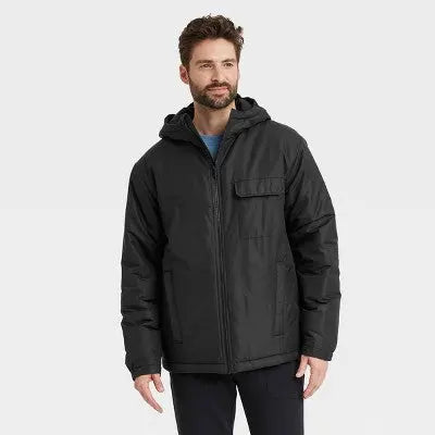 New - All In Motion Men's Zip-Up Winter Hooded Wind-Resistant Jacket Water-Resistant All in MotionBullseye Deals