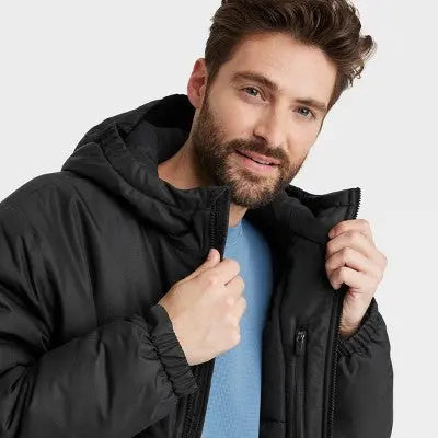 New - All In Motion Men's Zip-Up Winter Hooded Wind-Resistant Jacket Water-Resistant All in MotionBullseye Deals