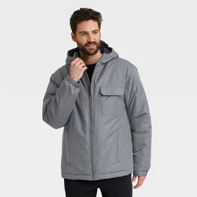 New - All In Motion Men's Zip-Up Winter Hooded Wind-Resistant Jacket Water-Resistant All in MotionBullseye Deals