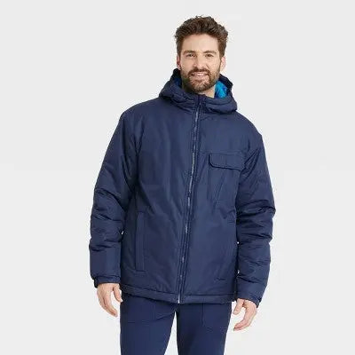New - All In Motion Men's Zip-Up Winter Hooded Wind-Resistant Jacket Water-Resistant All in MotionBullseye Deals