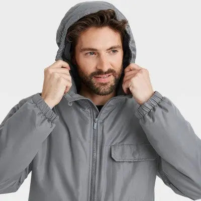 New - All In Motion Men's Zip-Up Winter Hooded Wind-Resistant Jacket Water-Resistant All in MotionBullseye Deals