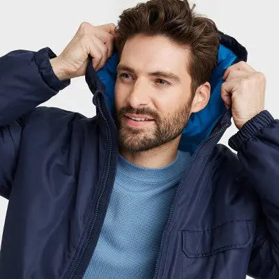 New - All In Motion Men's Zip-Up Winter Hooded Wind-Resistant Jacket Water-Resistant All in MotionBullseye Deals