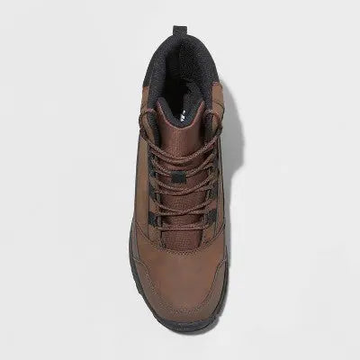 New - All In Motion Mens Faux Leather Lace-Up Ankle Winter Hiking Boots Waterproof All In MotionBullseye Deals