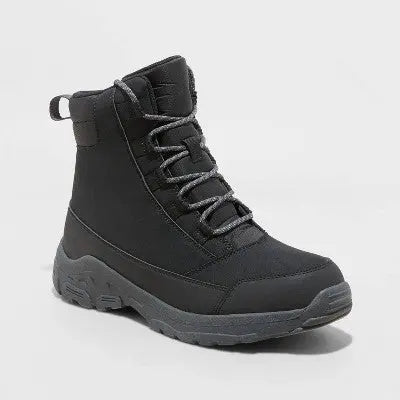 New - All In Motion Mens Faux Leather Lace-Up Ankle Winter Hiking Boots Waterproof All In MotionBullseye Deals