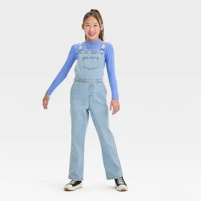 New - Art Class Girls' Utility Denim Overalls Jumpsuits Full Length Art ClassBullseye Deals