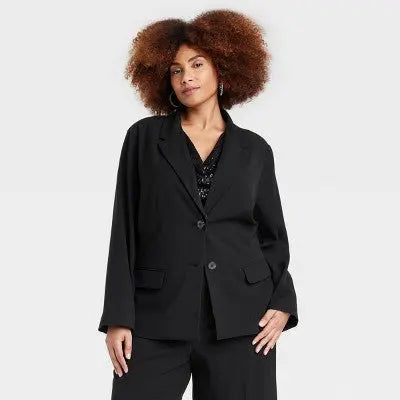 New - Ava & Viv Women's Plus Button Up Blazer Jacket Ava & VivBullseye Deals