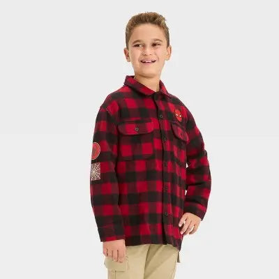 New - Boys' Marvel Spider-Man Flannel Shacket - Wine Red XL Spider-ManBullseye Deals