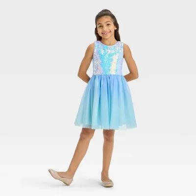 New - Cat & Jack Girls Sleeveless Tulle Party Sequin Dress Cat & JackBullseye Deals