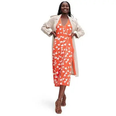 New - Diane von Furstenberg Women's Collared Sleeveless Midi Wrap Dress Diane von Furstenberg for TargetBullseye Deals