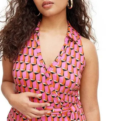 New - Diane von Furstenberg Women's Sleeveless Collared Jumpsuit, Modern Geo Pink Diane von Furstenberg for TargetBullseye Deals
