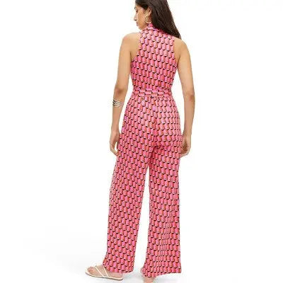 New - Diane von Furstenberg Women's Sleeveless Collared Jumpsuit, Modern Geo Pink Diane von Furstenberg for TargetBullseye Deals