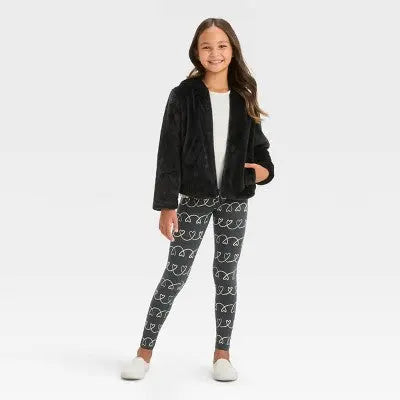 New - Girls' Faux Fur Zip-Up Jacket - Cat & Jack Cat & JackBullseye Deals