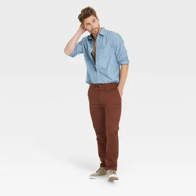 New - Goodfellow & Co Men's Mid Rise Slim Leg Slim Straight Chino Pants Stretch Goodfellow & CoBullseye Deals