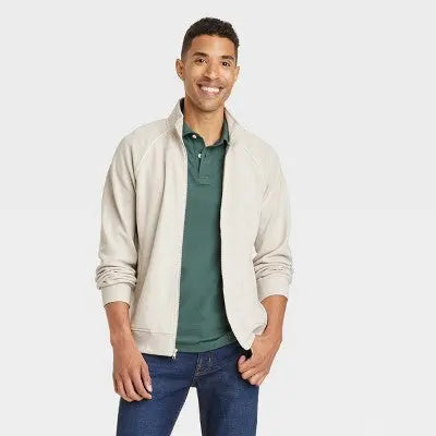 New - Men's Casual Fit Zip-Up Sweatshirt - Goodfellow & Co Cream M Goodfellow & CoBullseye Deals