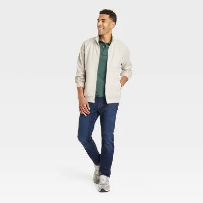 New - Men's Casual Fit Zip-Up Sweatshirt - Goodfellow & Co Cream M Goodfellow & CoBullseye Deals
