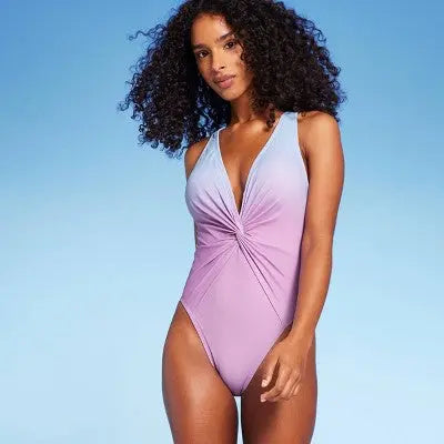 New - Shade & Shore Women's Plunge One Piece Swimsuit High Leg Backless Shade & ShoreBullseye Deals