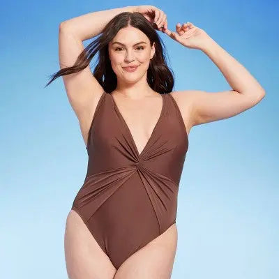 New - Shade & Shore Women's Plunge One Piece Swimsuit High Leg Backless Shade & ShoreBullseye Deals