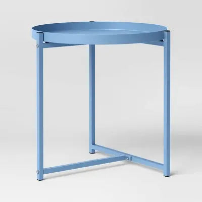 New - Steel Round Tray Top Outdoor Portable Side Table - Room Essentials Room Essentials