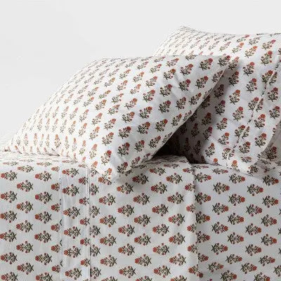 New - Threshold Organic Cotton Percale 4-Piece Sheet Set Fitwise Tech ThresholdBullseye Deals