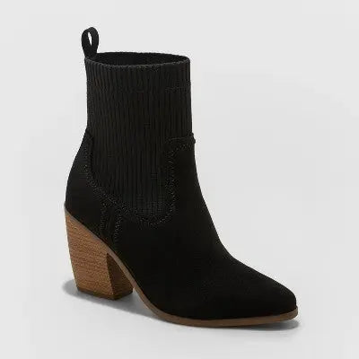 New - Universal Thread Women's Block High Heel Ankle Boots Pull-On Suede Booties Universal ThreadBullseye Deals