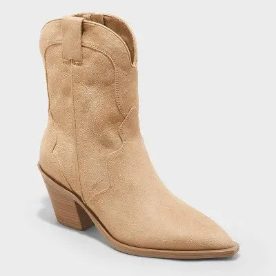 New - Universal Thread Women's Faux Suede Zipper Mid Calf Western Boots Heel Universal ThreadBullseye Deals